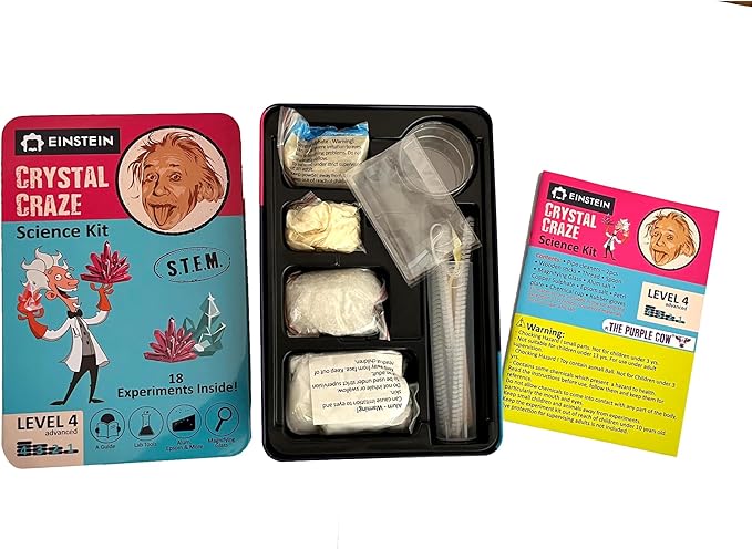 Einstein’s Crystal Craze LAB Science Kit for Kids. 18 Science Experiments Inside STEM for Boys & Girls Aged 10 and Above. Detailed Picture Guide Included.