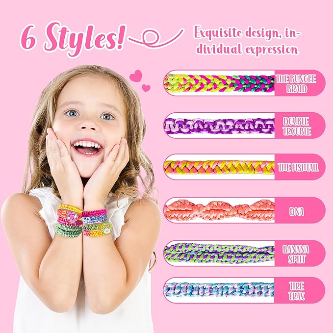 GIRLINK Kids Bracelet Making Kit - DIY String Bracelet Craft with Colorful Strings & Clasps | Safe Jewelry Maker Toy for Girls Ages 6-12 | Ideal Children's Day Gift, Birthday Gift Idea for Kids
