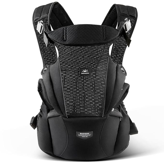 SUNVENO Baby Carrier for Newborn to Toddler – CPC-Certified Breathable Mesh Hip Seat Carrier, Supports 7-45 lbs for Front & Back Carry with Adjustable Waistband, All-Season, Black