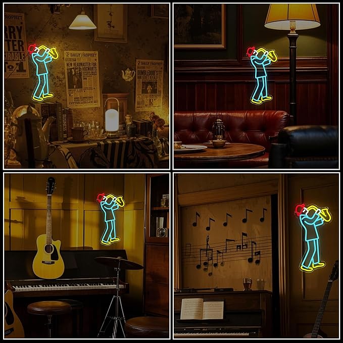 Jazz Neon Sign Musicians Neon LED Music Decoration - Jazz Light Sign, Perfect Music Themed Gift