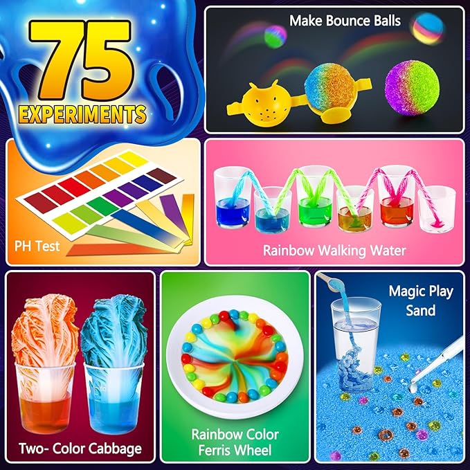 75 Experiments Science Kit for Kids, Chemistry Set, S.T.E.M Educational Birthday Christmas Toys Gifts Idea for Boys and Girls