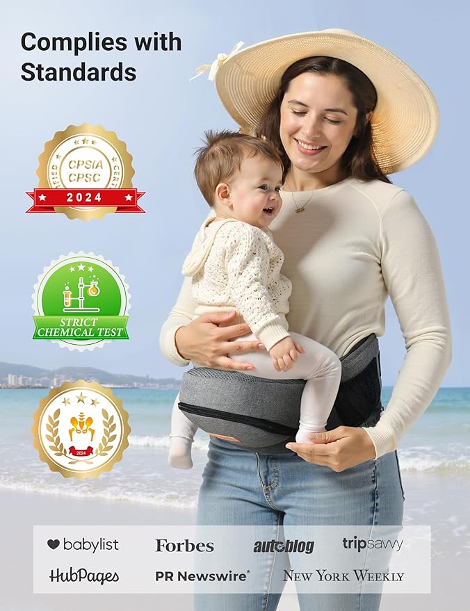 besrey Toddler Hip Carrier - Side Baby Carrier, Up to 44lb, Dad Infant Carrier Hipseat (Grey)