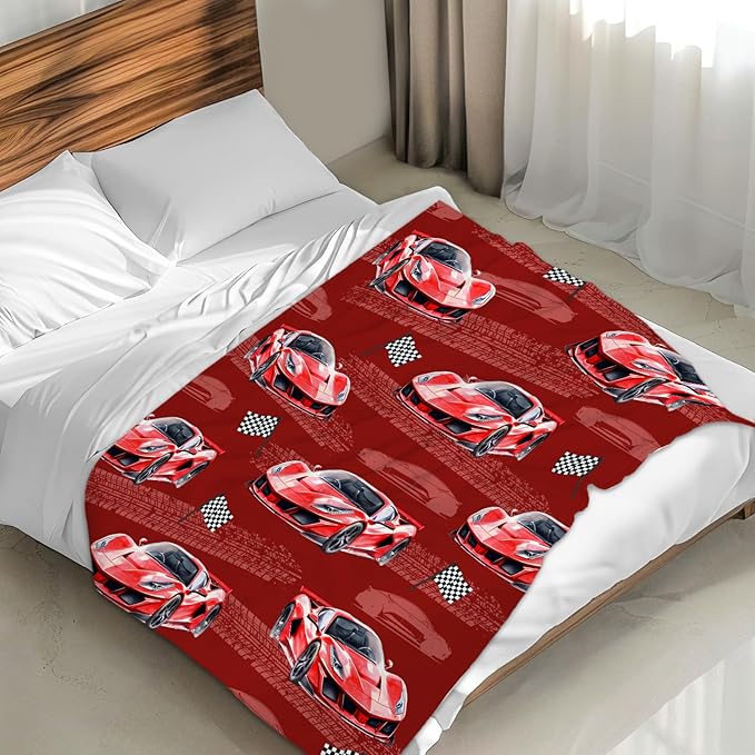 Racing Car Blanket for Kids Throw Blankets for Boy Men, 40x50 Inches Lightweight Cozy All Season Cool Car Decor Throw for Sofa Couch Bed Office