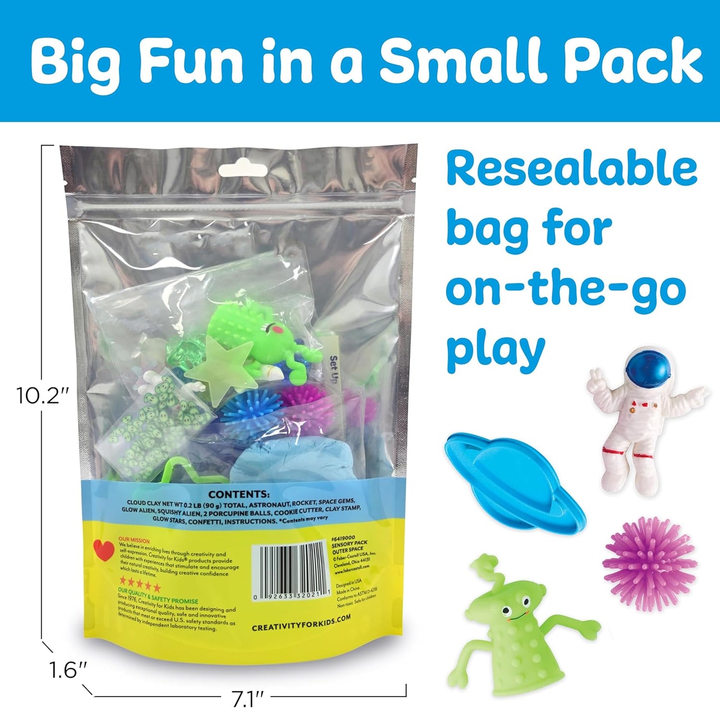 Creativity for Kids Sensory Pack: Outer Space - Toddler Activities and Sensory Bin Filler, Space Toys and Gifts for Kids, Sensory Toys for Toddlers 3-4+