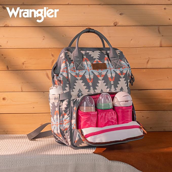 Wrangler Callie Diaper Bag Backpack with Stroller Straps Multifunction Baby Travel Bag WG2210-9110GY