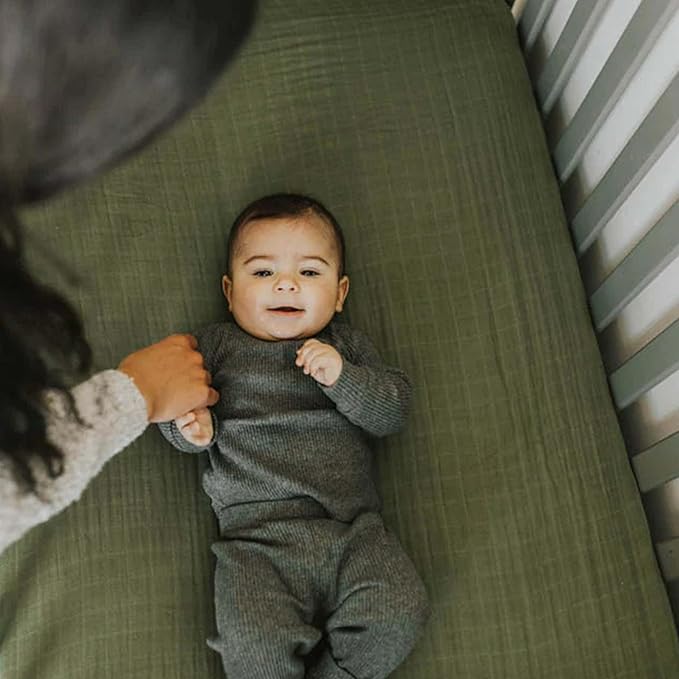 Little Unicorn Premium Crib Sheet | Breathable & Super-Soft Muslin Fabric (Fern)