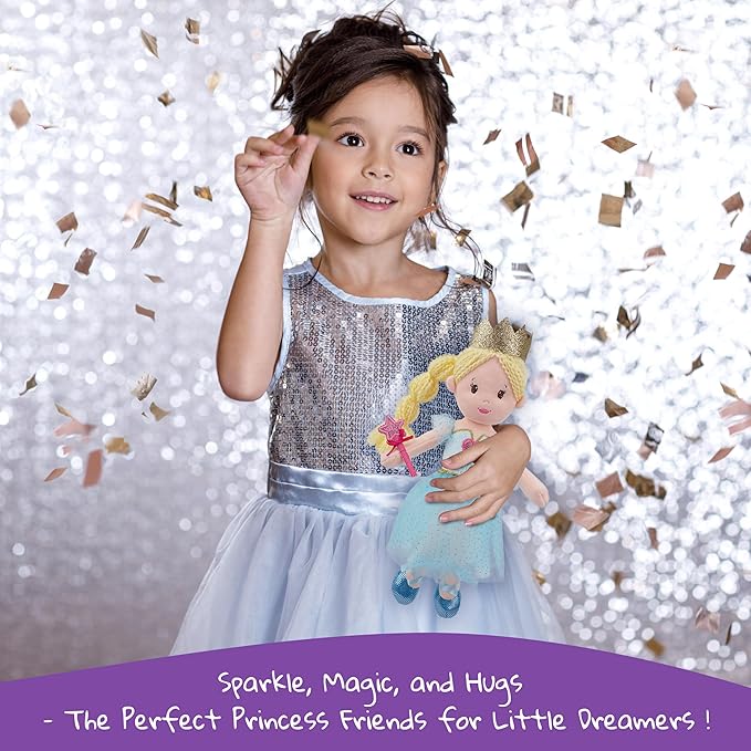 June Garden 12" Soft Baby Princess Doll Violet - Stuffed Cuddly Princess Plush Gifts for Toddler Girls - Violet Dress