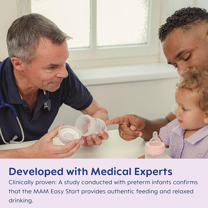 MAM Easy Start Anti-Colic Baby Bottle 5 oz, Slow Flow, Breastfeeding-Like Silicone Nipple Bottle, Reduces Colic, Gas, & Reflux, Easy-to-Clean, BPA-Free, Vented Baby Bottles for Newborns, 0-3 Months