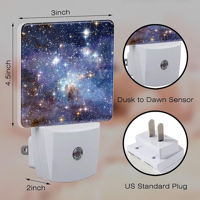 Deep Universe Nebula Night Light Plug into Wall, Galaxy Space with Stars Dusk to Dawn Night Light Plug in,0.5w Energy Saving Sleep Friendly NightLight for Kids Boys Girls Home Decor
