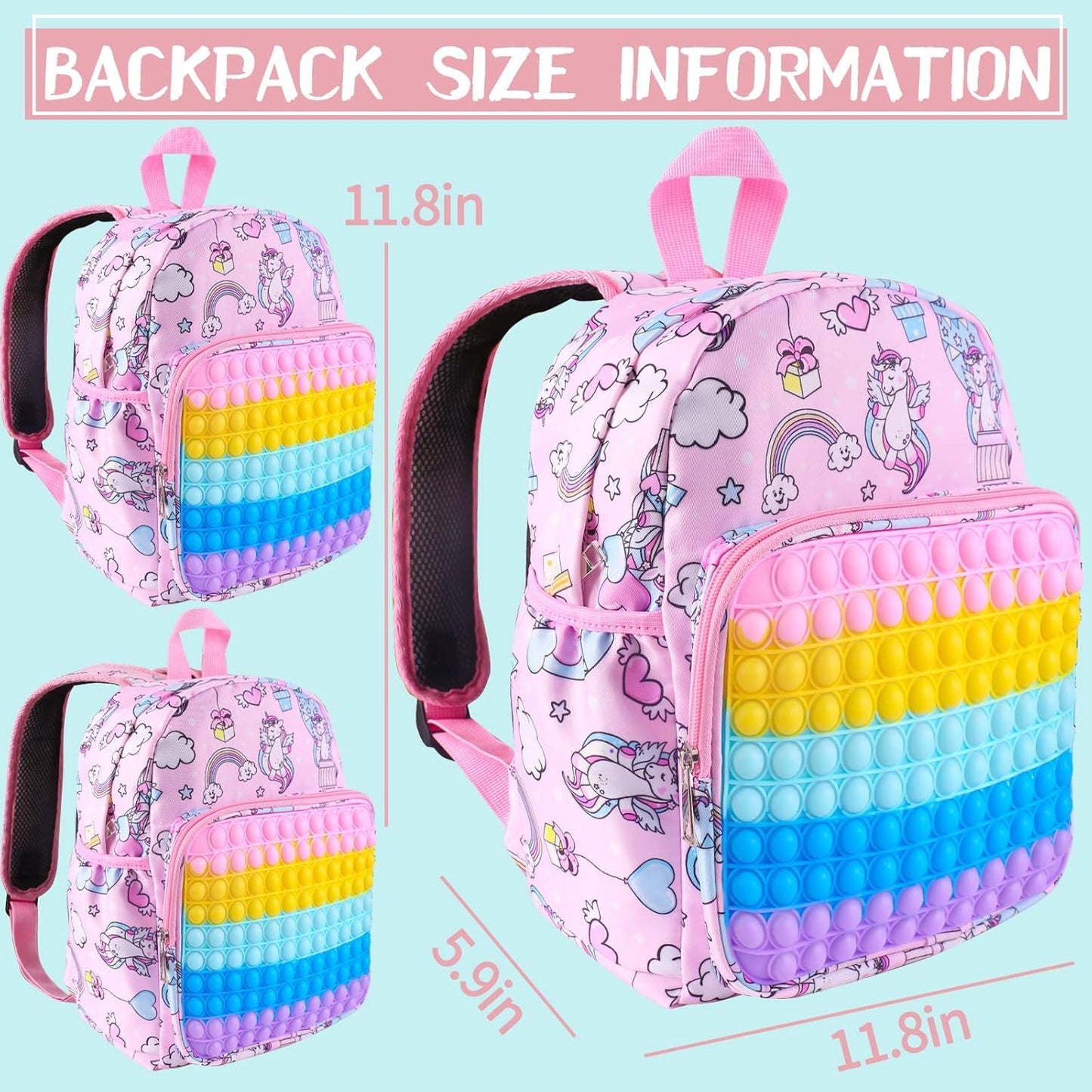 Aucma 2 Pack Pop Purse for Girls Toys Wallet Backpack Crossbody Bag Kid Birthday Valentines Gift 2022 Stocking Stuffers Christmas Xmas Stuff