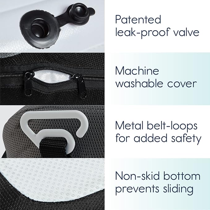 Hiccapop UberBoost Inflatable Booster Car Seat | Blow up Narrow Backless Booster Car Seat for Travel | Portable Booster Seat for Toddlers, Kids, Child | Pink/Black