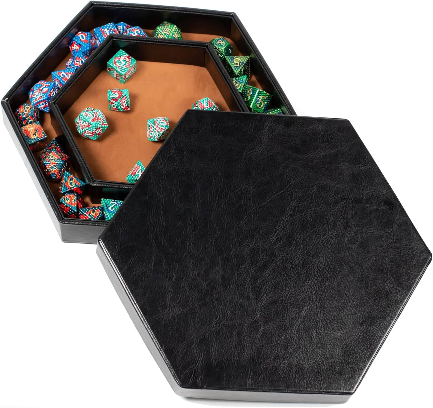DND Dice Tray - 2 in 1 Dice Storage Rolling Tray - D&D Dice Holder Compatible with Any dice Game, Dungeons and Dragons, MTG, Dice Arena (Brown)