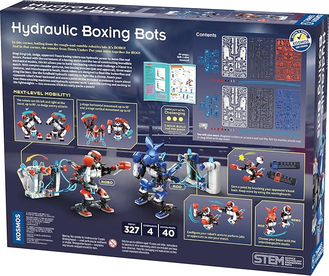 Thames & Kosmos Hydraulic Boxing Bots STEM Experiment Kit | Build Two Hydraulic-Powered Boxing Robots! | Explore Hydraulic, Water-Powered Systems | Challenge a Friend to a Robot Duel!