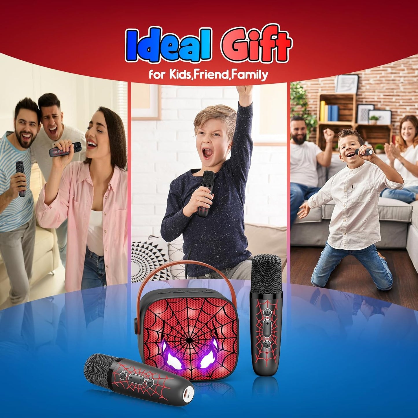 Cool Mini Karaoke Machine Toys: Kids Toys Birthday Gifts Age 3-12+ LED Portable Bluetooth Speaker with 2 Wireless Microphone Gift Toy for 4 5 6 7 8 9 Years Old Girls Boys Kid Adults