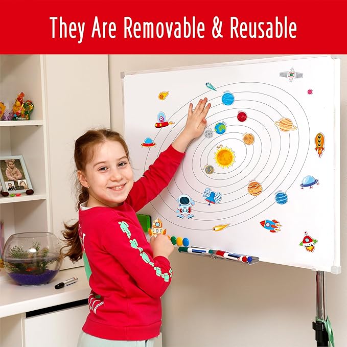 40PCS Space Jelly Stickers, Universe Thick Window Door Clings Removable Reusable Planet Gel Clings Decals for Kids Toddlers Adults Home Classroom Nursery Decorations Party Supplies (Not Edible)