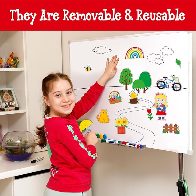 38PCS Reusable Jelly Stickers, Waterproof Spring-Theme Window Cling Stickers for Toddlers, Removable Easy to Clean Gel Decals for Kids, Adults, Home & Classroom Decors, Travel Toy (Not Edible)