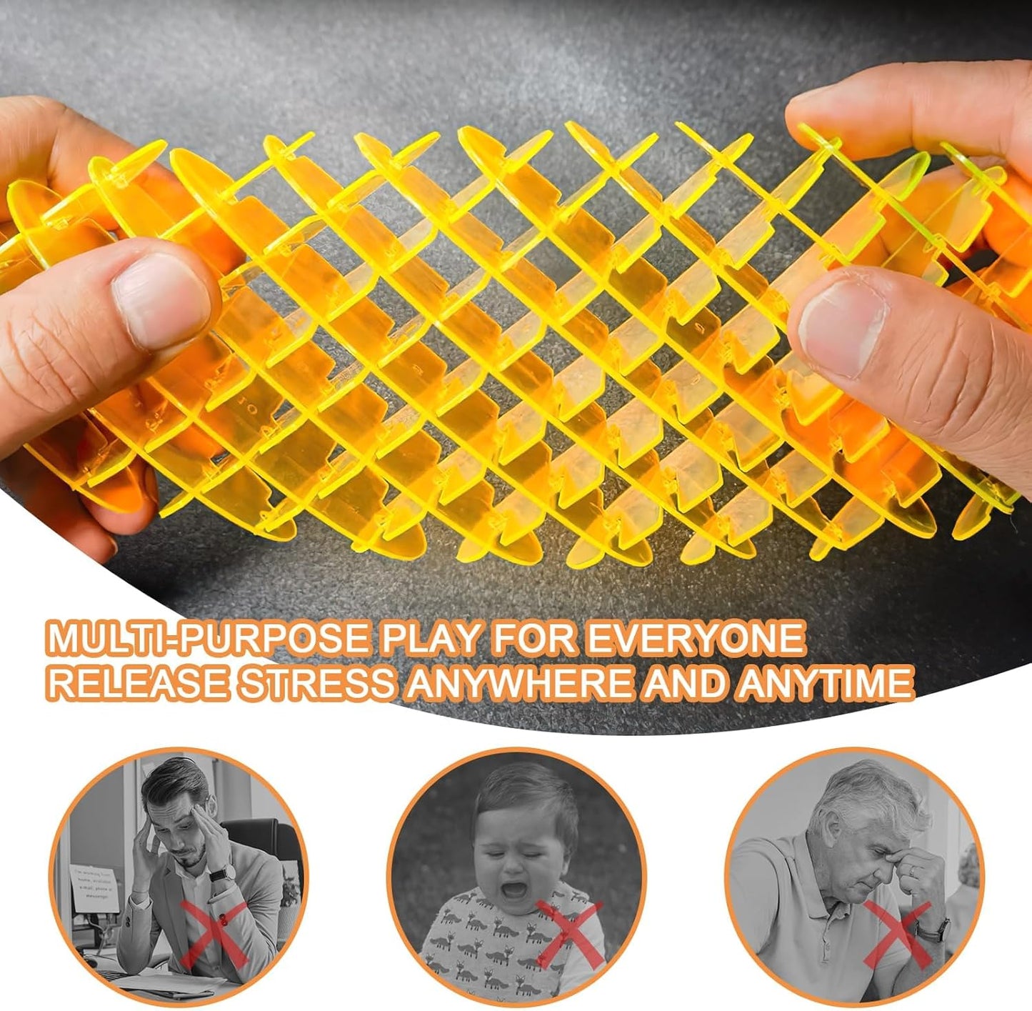 Fidget Worm Toy, Orange Worm Big Fidget Toys Adults and Kids, Funny Stretchy Sensory Stress Toys, Fidget Sensory Squeeze Toys, Relieves Stress and Anxiety Finger Toys for Kids with Autism ADHD