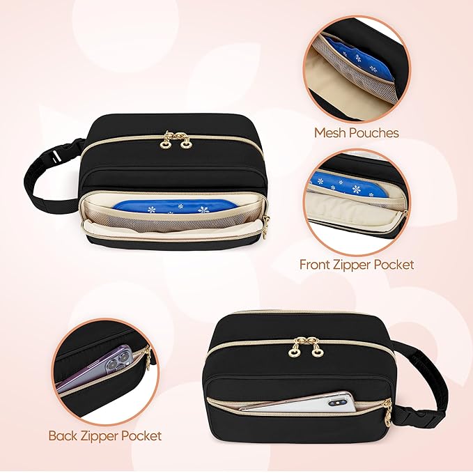 Damero Breastmilk Cooler Bag with 4 Ice Packs, Breast Milk Cooler Travel Bag Fit for Milk Bags or Bottles, with Buckle Handle for Breastfeeding Moms Travel/Daycare, Black