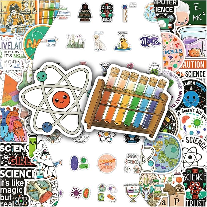 110 PCS Science Stickers for Water Bottles,Science Laboratory Stickers for Adults Students Kids Teacher,Physics Biology Chemistry Experiment Math Gifts