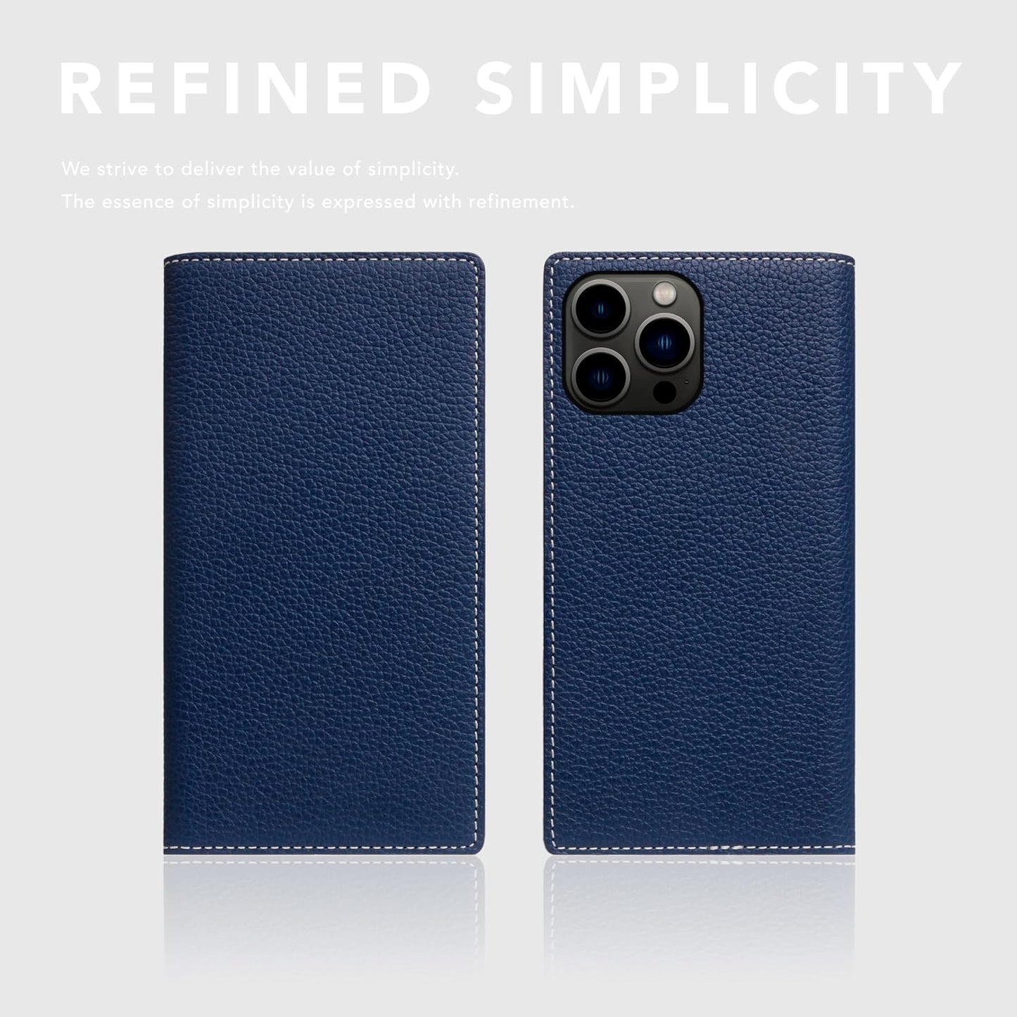 D8 Full Grain Leather Wallet Case for iPhone 15 Pro Max - [2-in-1] Handcrafted Detachable Diary Style with Magnetic MagSafe Back Cover, Gift Box Included (Navy Blue)