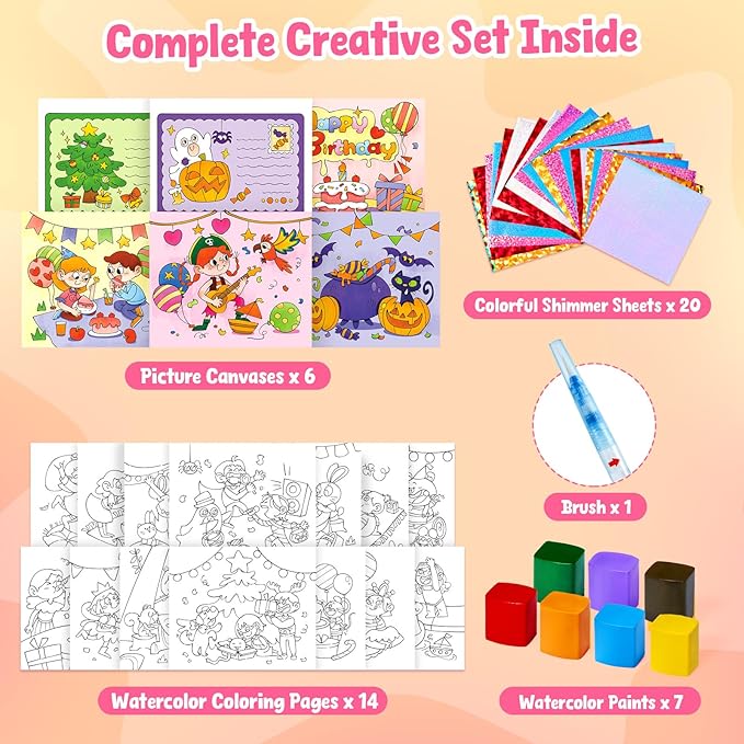 JoyCat Paint with Water Coloring Books, Art & Craft Activity, No Mess Art for Kids Ages 4-8, Craft Kits & Supplies, DIY Creative Activity, Presents for Girls & Boys (Party)