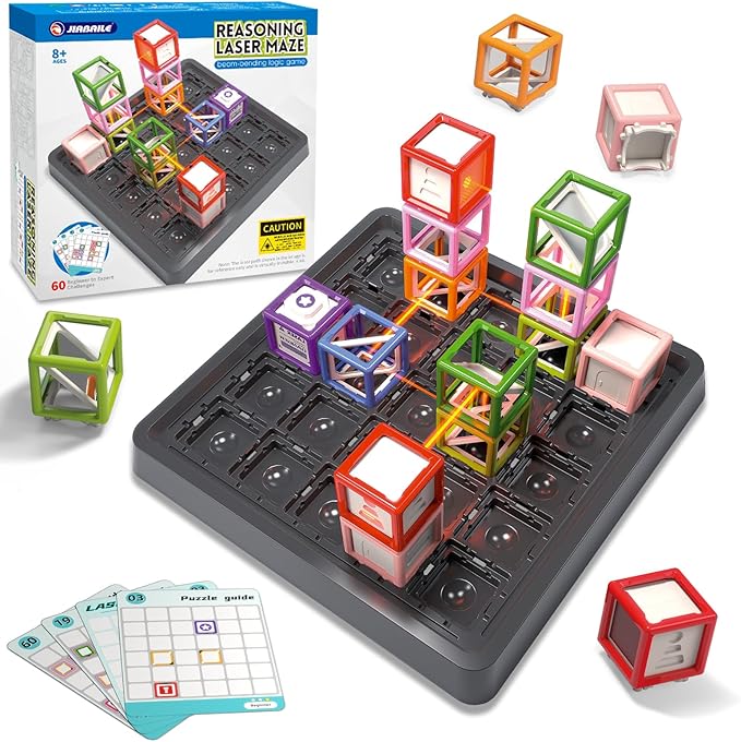Laser Reasoning Game, STEM Puzzle Toy for Kids Age 8 and Up, 60 Level Challenges Logic Thinking Game,Gift for Boys and Girls Children's Day/Christmas/Easter