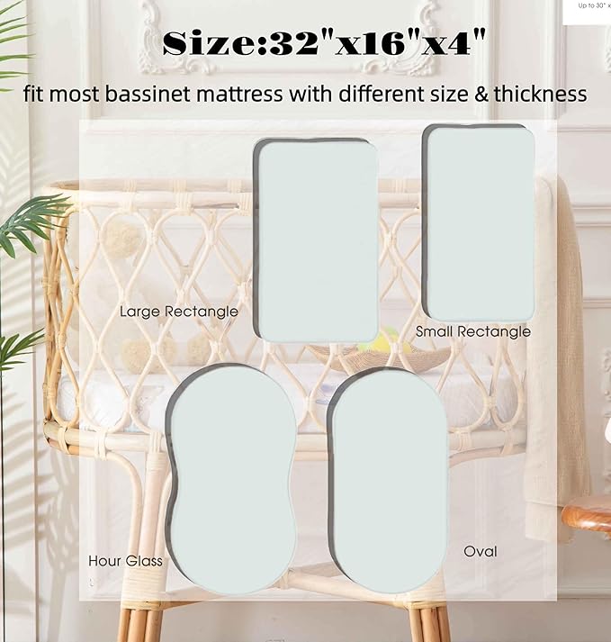 SDY Cherry Bassinet Sheets,2pk Czoy Bassinet Fitted Sheets for Baby Boys Girls,Soft Breathable Stretchy Baby Sheet Set 32 * 16 * 4 inches for Hourglass Oval and Rectangle Mattress (Cute Cherry)