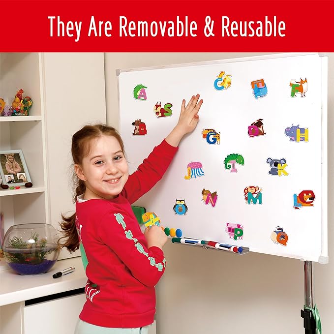 26PCS Alphabet Animal Jelly Stickers, Thick Window Door Clings Removable Reusable Letter Gel Clings Decals for Kids Toddlers Adults Home Classroom Animal Theme Party Supplies Decors (Not Edible)