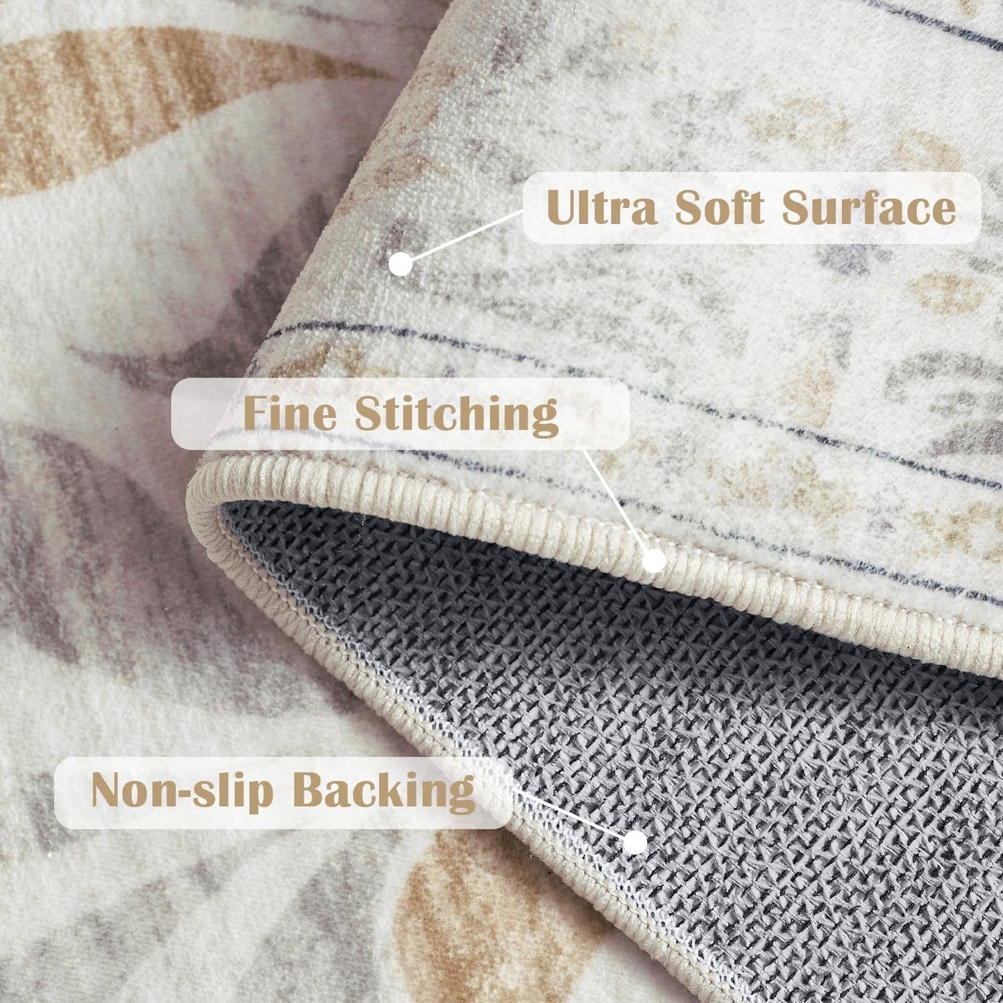 jinchan Vintage Floral 8x10 Area Rugs for Living Room - Machine Washable Distressed Design Soft Throw Rug Thin Non-Slip Large Carpet for Bedroom Nursery Dining Room Home Office (8x10ft,Light Grey)