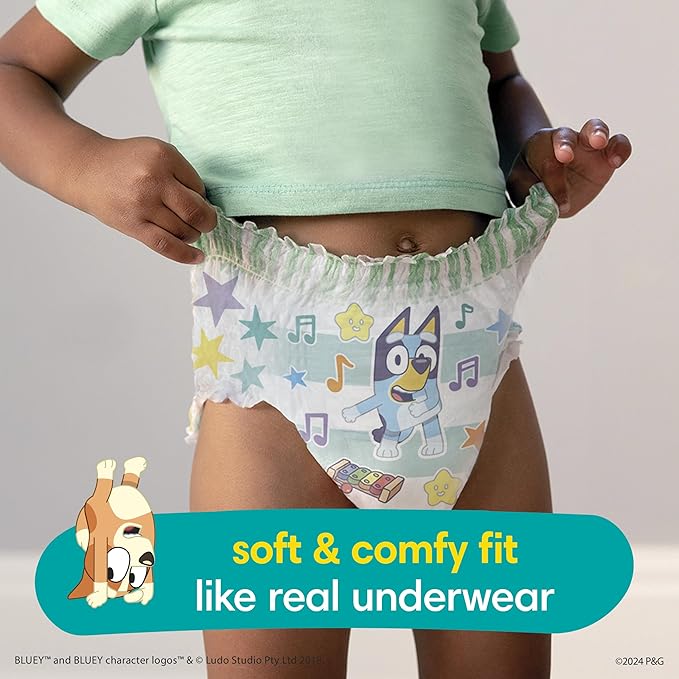 Pampers Training Pants - Easy Ups Boys & Girls Bluey - Size 4T-5T, 18 Count, Children's Potty Underwear (Packaging May Vary)