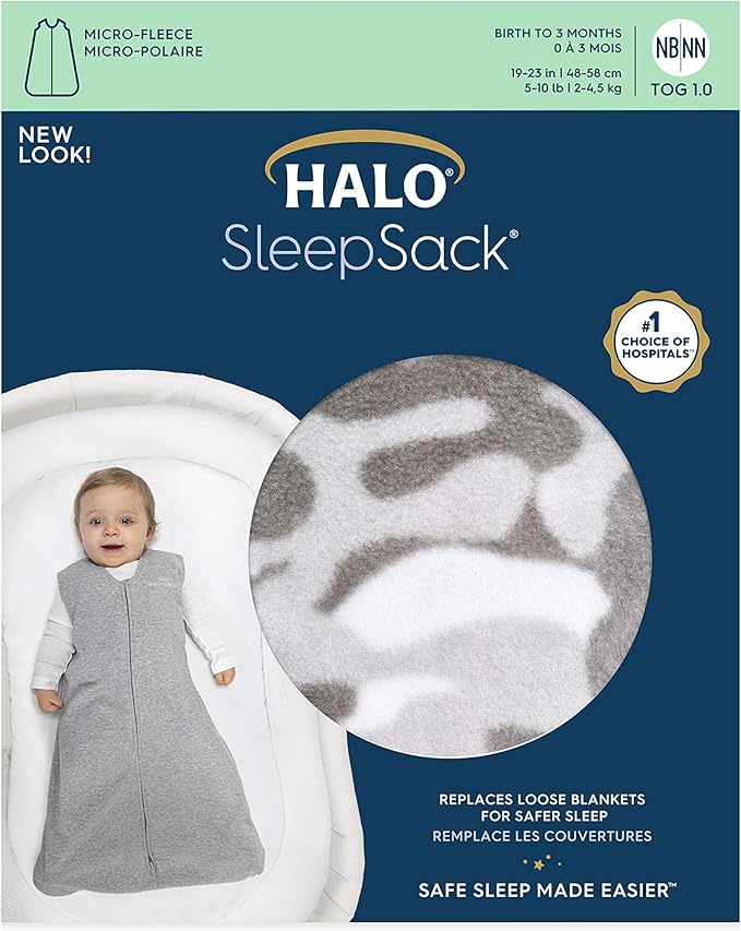 HALO Micro-Fleece Wearable Blanket, Swaddle Transition Sleeping Bag, TOG 1.0