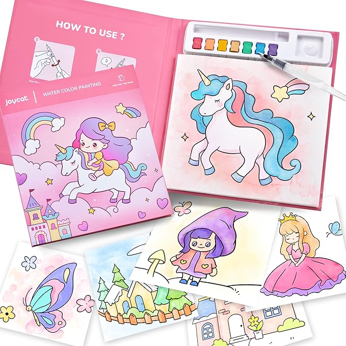 JoyCat Paint with Water Coloring Books for Toddlers, Watercolor Painting Sets for Kids Ages 3-5 4-8, Arts and Crafts Drawing Activities Toy Birthday Gift for Boys Girls (Magical Pony)