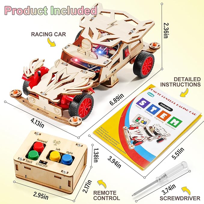 STEM Kits for Kids Age 8-10, STEM Toys for Boys 8-12, Remote Control Model Car Building Kits, Wood 3D Puzzles 8-13, Science Crafts Projects, Gifts for 8 9 10 11 12 13 14 Year Old Teen Boys Girls