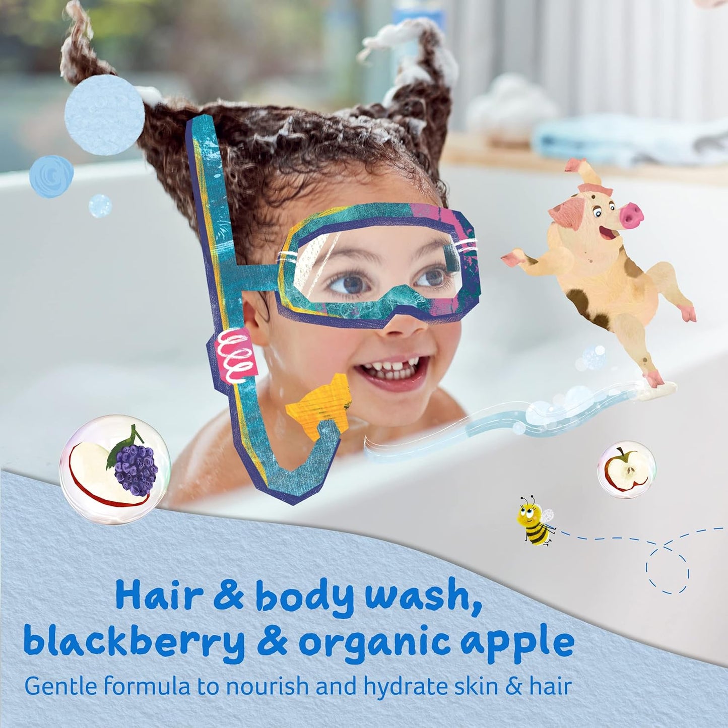 Childs Farm, Kids Hair & Body Wash for Dry, Sensitive Skin, Blackberry & Organic Apple, Gently Cleanses, Vegan, Cruelty-Free, 16.9 fl oz