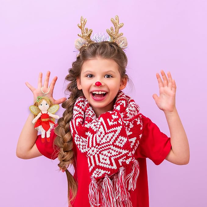 June Garden 7" Enchanted Garden Fairy Doll Orla - Plush Soft Keychain for Girls - Red