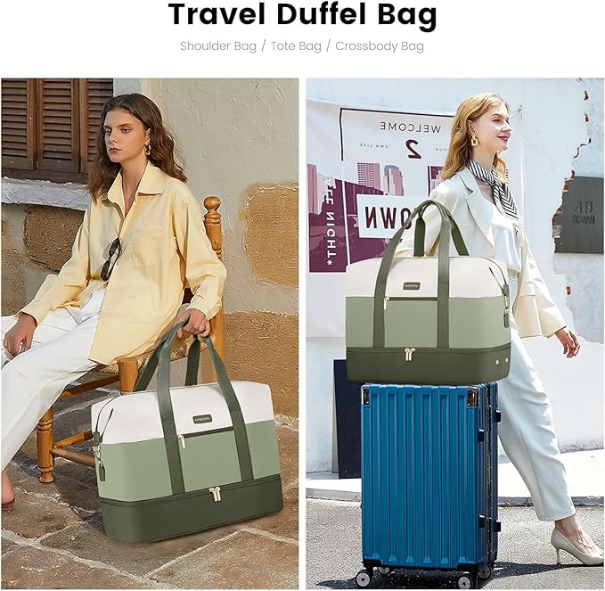 LOVEVOOK Weekender Bag, Large Travel Duffel Bag for Women with 2 Packing Cubes, Carry on Overnight Bag with Shoe Compartment, Mom Hospital Bags for Labor and Delivery