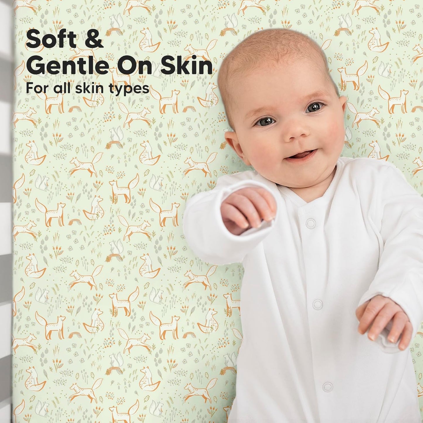 KeaBabies 2-Pack Baby Crib Sheets for Boys, Girls - 52x28 Viscose Derived from Bamboo Toddler Bed Sheets Neutral, Fitted Crib Mattress Cover for Standard Baby Bedding, Soft & Cozy (Foxtrot)