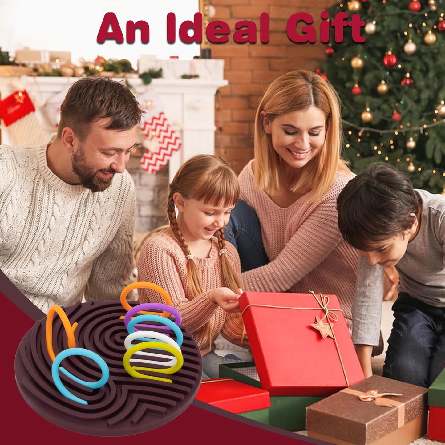 Sensory Activity Board Silicone Fidget Toys with Travel Bag and 13 Strings for Adults Kids Anxiety Relief Stress, ADHD & Autism (Purple, 6.6in)