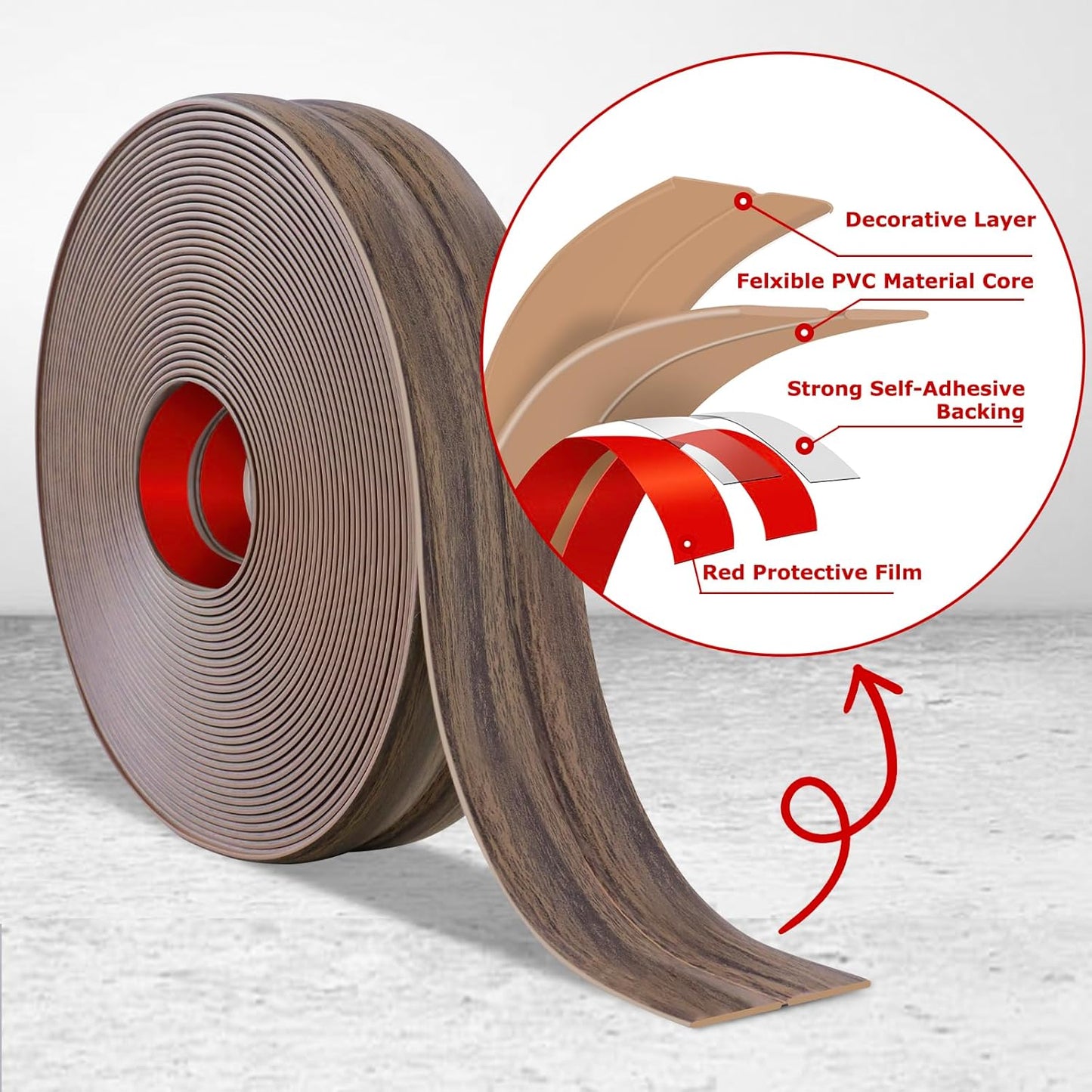 Flexible Wall Corner Protector Moulding Trim Peel and Stick Wall Corner Guards Edge Protector Self Adhesive Molding Trim Strip for Edge Ceiling (Smoked Brown Wood Grain, 0.8 in x 10 Ft)