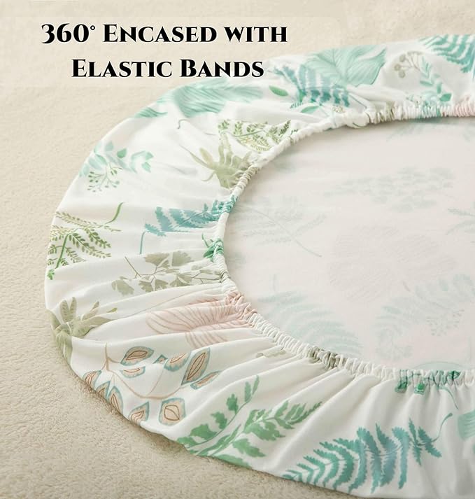 SDY 2PK Bassinet Sheets Girls Boys,Soft Microfiber Jersey Baby Bassinet Bedding 32"x16" x4" Fit Hourglass Oval Rectangle Mattress (Natural Leaves)