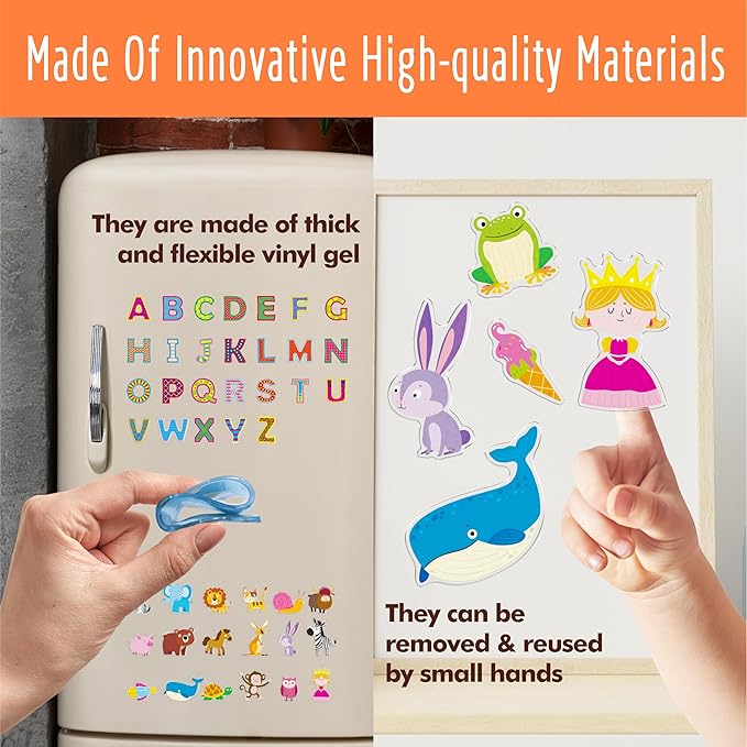 52PCS Alphabet & Animal Jelly Stickers, Thick Window Door Cling Decals Removable Reusable Gel Decals for Kids Toddlers Home Classroom Nursery Animal Theme Party Supplies Decorations (Not Edible)