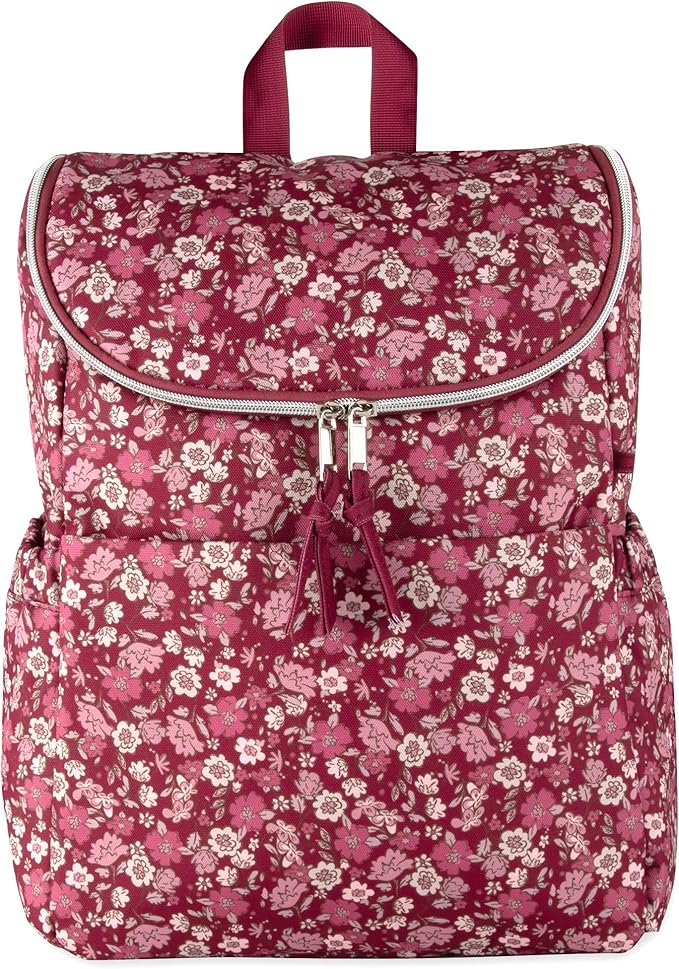 Multi-Function Floral Diaper Backpack and Travel Nappy Baby Bag with Changing Pad and Stroller Straps