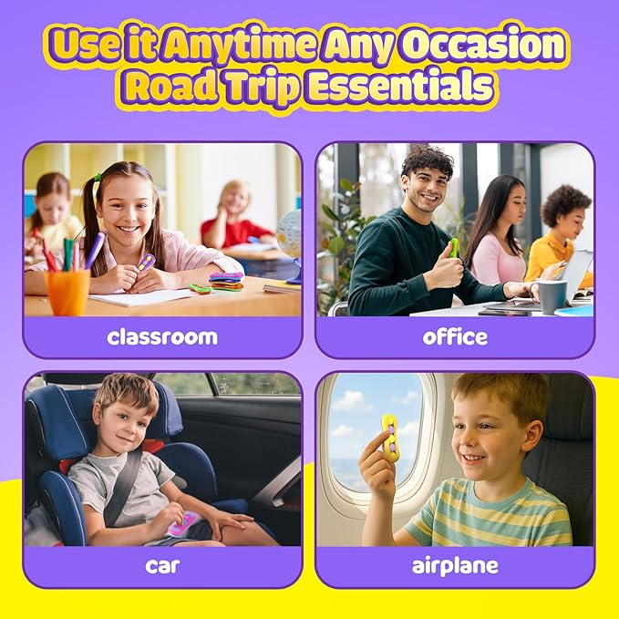 LESONG Fidget Sensory Toys for Kids: 6 Pack Colorful Finger Spinner Toys - Stress Relief ADHD Tools for Kids with Autism - Quiet Desk Fidgets for Anxiety Classroom - Gifts Christmas Stocking Stuffers