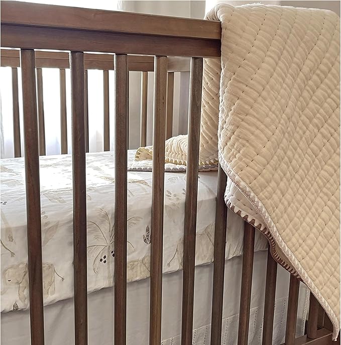 Crane Baby Safari Nursery Decor Crib Sheet, 100% Cotton Fitted Sheet for Standard Mattress 28in X 52in, Breathable Toddler Bed Sheet for Boys and Girls