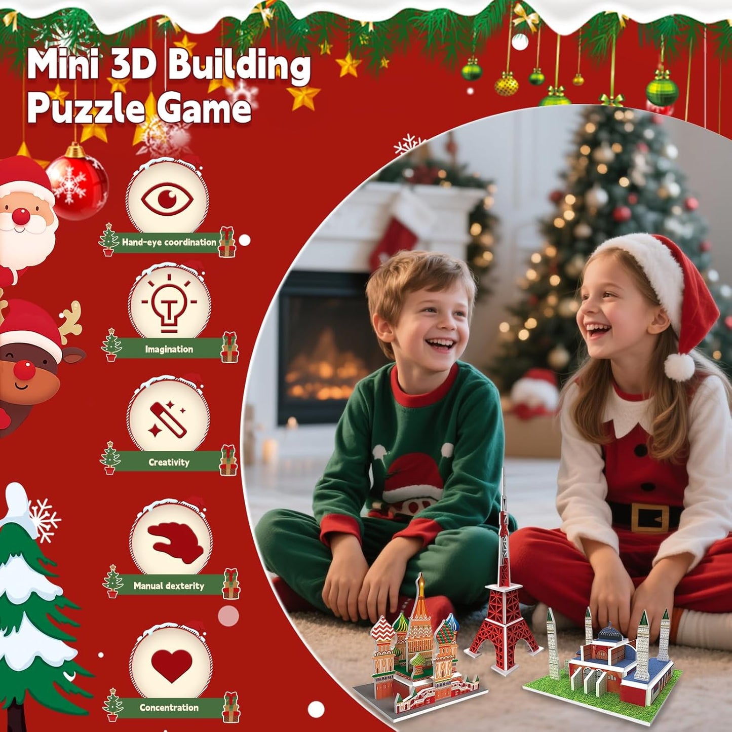 Advent Calendar 2025 Kids 3D World Architecture Puzzle, 24 Days Christmas Advent Calendar, 24 Mini 3D Puzzles, World Architecture Puzzle Gift, Suitable for Boys, Girls, and Geography Lovers