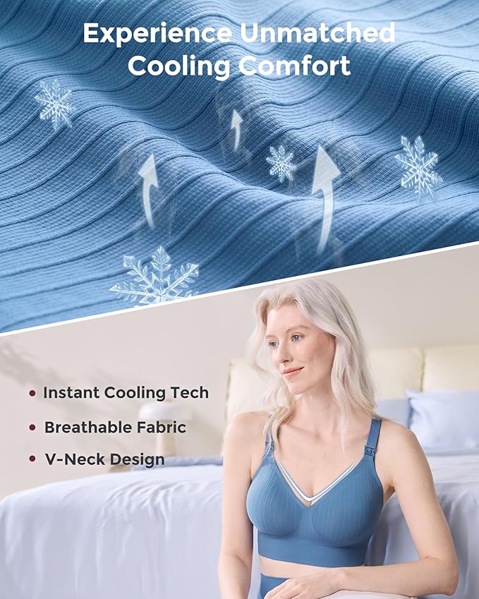 Momcozy Nursing Bras for Breastfeeding, Ribbed Maternity Bra with Racerback, Soft Stretchy Nursing Sports Bra for Yoga