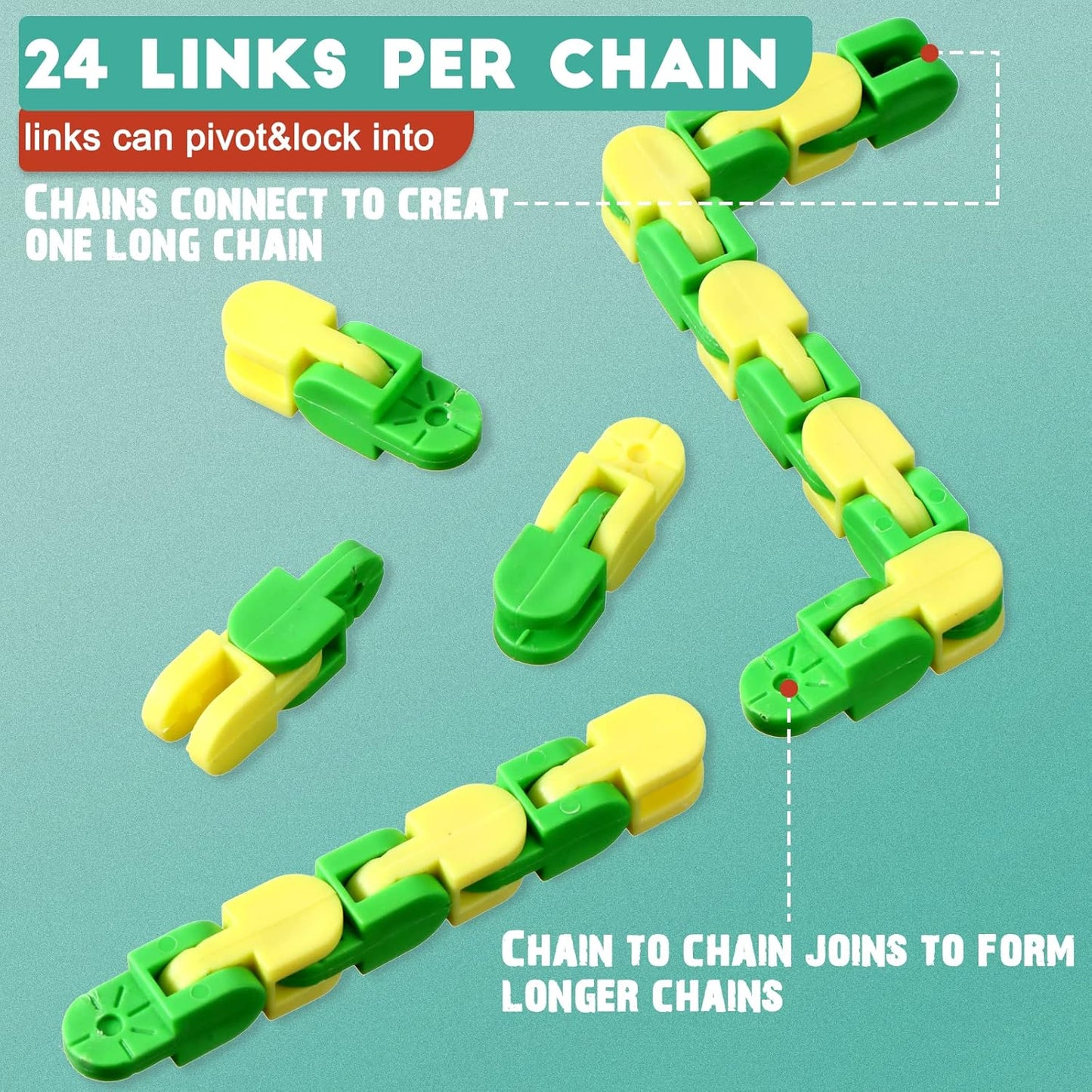 80 Packs Wacky Tracks Fidget 24 Links Finger Sensory Snake Toys Bike Track Chain Toy Chain Fidget Toys Bulk Fidget Toys Snake for Kid Adult Stress Relief Party Classroom Home Travel Multi Color