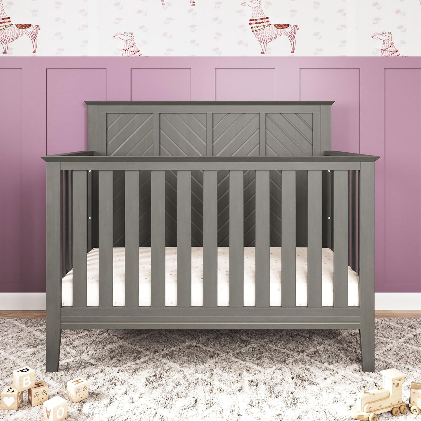 Child Craft Atwood 4-in-1 Convertible Crib, Baby Crib Converts to Day Bed, Toddler Bed and Full Size Bed, 3 Adjustable Mattress Positions, Non-Toxic, Baby Safe Finish (Lunar Gray)