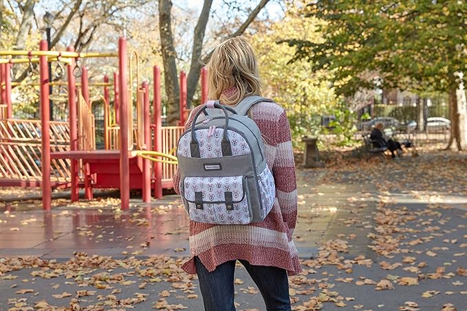 Disney Cudlie Diaper Bag Backpack for Moms | Large Spacious Diaper Bag for Baby Boys and Girls | 16-Inches High Multi-Function Backpack with Cute Characters
