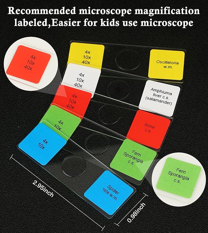 120 Microscope Slides with Specimens Set, Lab-Grade Prepared Microscope Slides for Kids Adults, Animal/Plant/Microbe/Tissue/Cells, STEM Biology Kit for Homeschool, Classroom Labs & Science Education